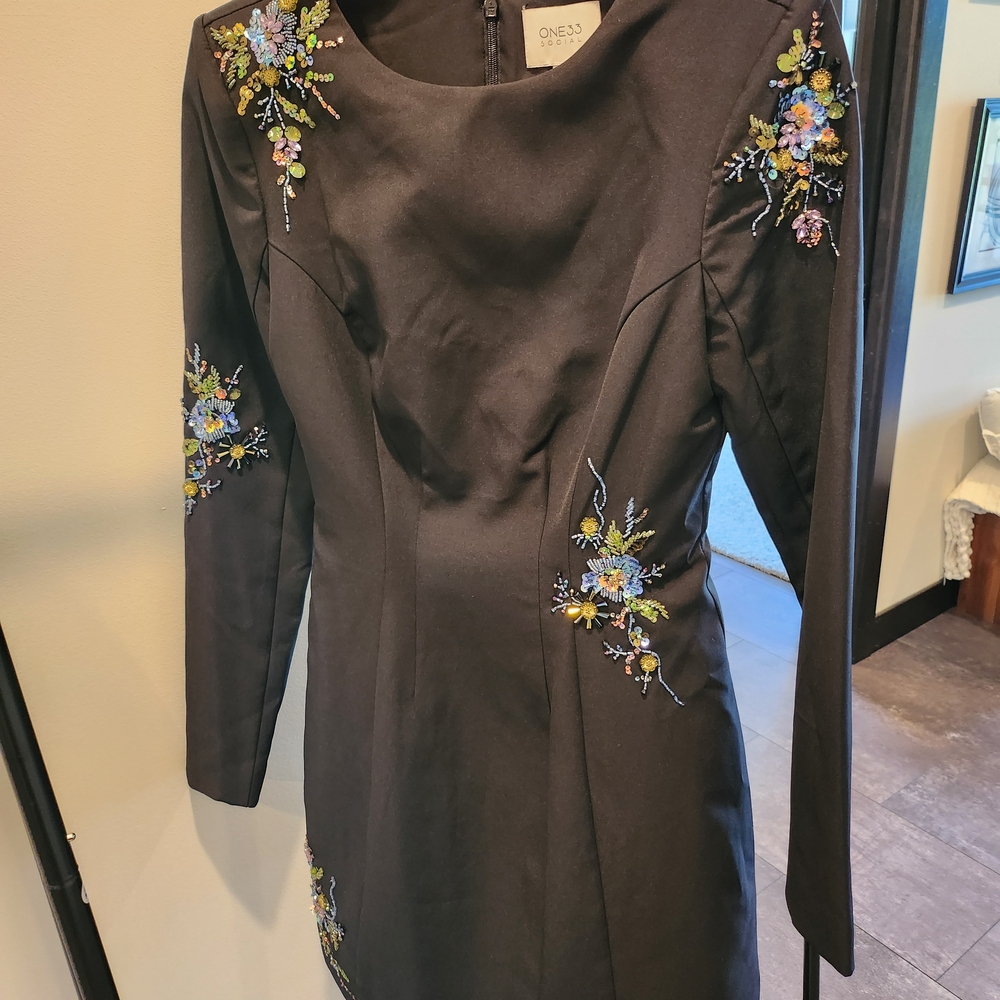 Elegant Black Floral Dress ONE33 SOCIAL NWT